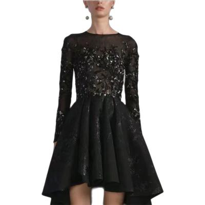 China 2023 New Polyester Sequin Black Evening Dress for sale