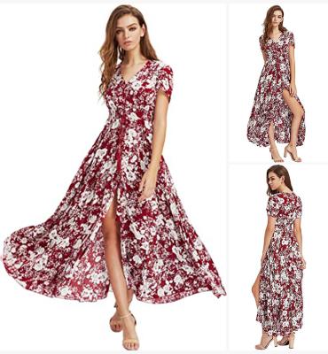 China Polyester 2021 New Design Fashion Women Summer Casual Clothes Dress Bohemian Off Shoulder Party Girls Dresses for sale