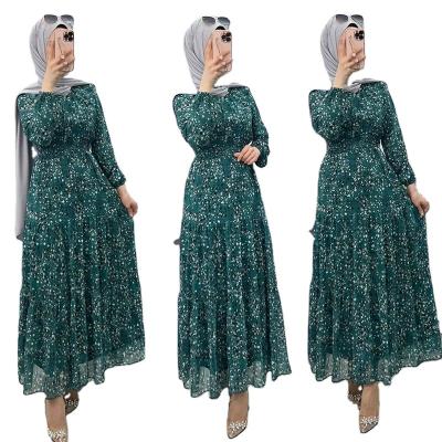 China New Dubai Prayer Abaya Women's Long Anti-wrinkle Clothing Maxi Ruffled Hem Coffee Modest Dress Muslim Waist Belt Wholesale Muslim Islamic Style for sale