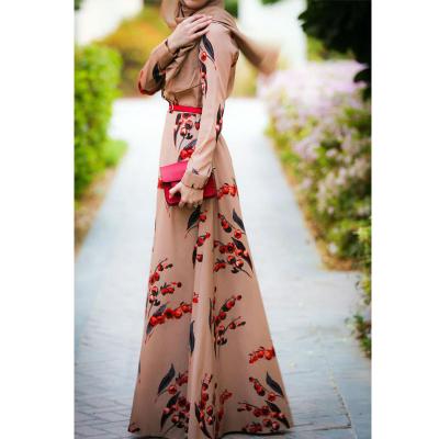 China Polyester Traditional Islamic National Dress Simple And Elegant Long Sleeve Chiffon Muslim Dress for sale