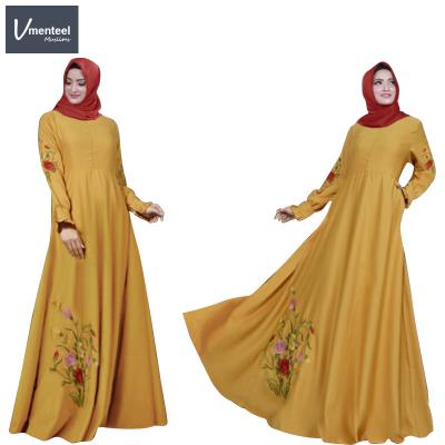 China Polyester Traditional Islamic National Dress Simple And Elegant Long Sleeve Chiffon Muslim Dress for sale