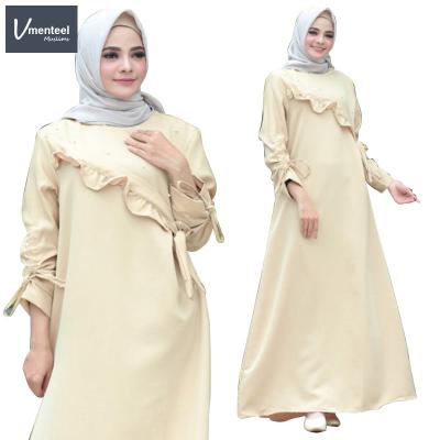 China Polyester Traditional Islamic National Dress Simple And Elegant Long Sleeve Chiffon Muslim Dress for sale