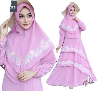 China Polyester Traditional Islamic National Dress Simple And Elegant Long Sleeve Chiffon Muslim Dress for sale