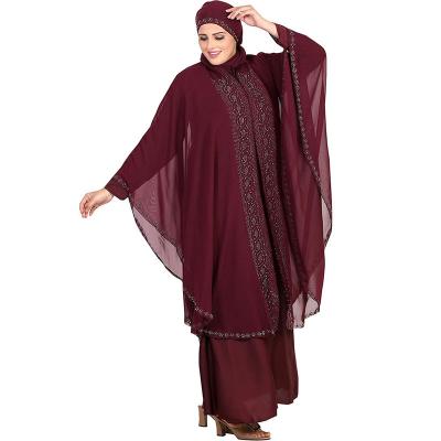 China Vintage Clothing High Grade Silk Dubai Kaftan Islamic Dresses Plus Size Moderate Women Muslim Abaya Maxi Dress Set for sale