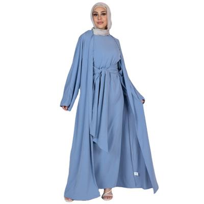 China Vintage habaya dubai women muslim dress tie abaya two piece set for sale