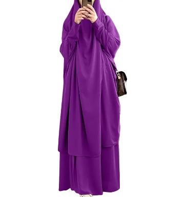 China Polyester 2023 Ramadan Hooded Muslim Women Hijab Long Garment Prayer Dress Khimar Eid Gown Abayas Skirt Sets Hot Islamic Jilbab Abaya Clot for sale