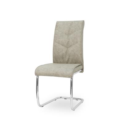 China Mid Century Modern Vintage PU Upholstered Bow Chair Dining Chair Chromed Frame for sale