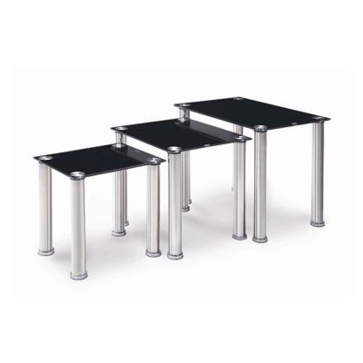 China 2020 Hot Wholesale Tempered Glass Top Stainless Steel Black Side Table (From Others) Adjustable for sale