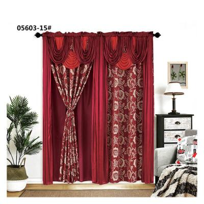 China Luxury Elegant Blackout Double Layer Valance Jacquard Tecido Para Cortina Sala Curtain for sale