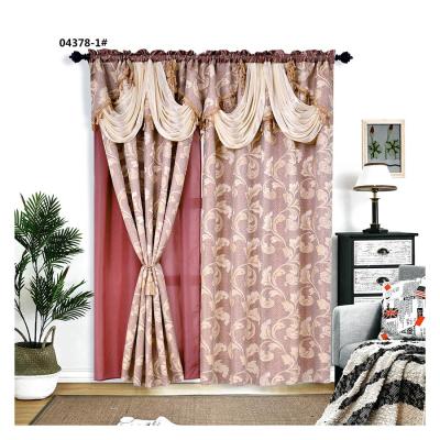 China Blackout French Windows High Quality Living Room Set Jacquard Curtain With Attached Valance for sale