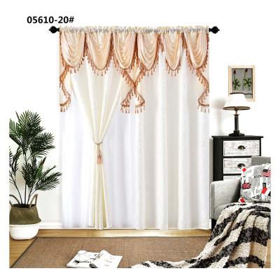 China Hot Selling Blackout Classic Decoration Jacquard Home Curtain With Tassels And Accept Valance Customization for sale