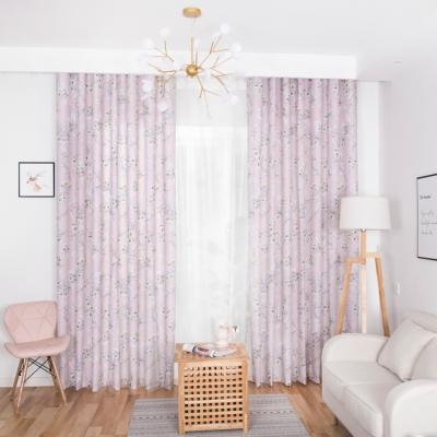 China Hot Selling Decoration Flame Retardant Pink Float Printed Designs Cortinas Para Sala Color Curtain Dobbies for sale