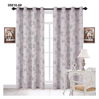 China Factory New Gray Blue Design Grommet Printed Floral Window Decoration Plus Canvas Curtain For Window for sale