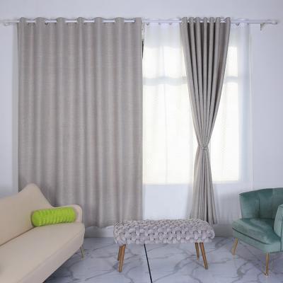 China Blackout Solid Color Style Velvet Polyester Fabric Fashionable Triple-woven Linen Curtain for sale