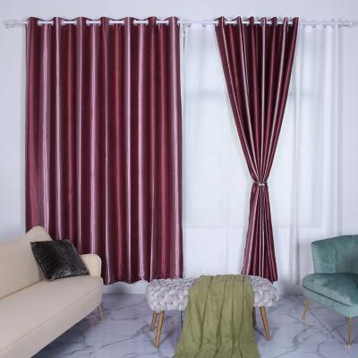 China Shinny Blackout Fancy Various Color Single Side With 12 Inch Gap Brushed Stripe Shade Drapes Curtain Swatches for sale