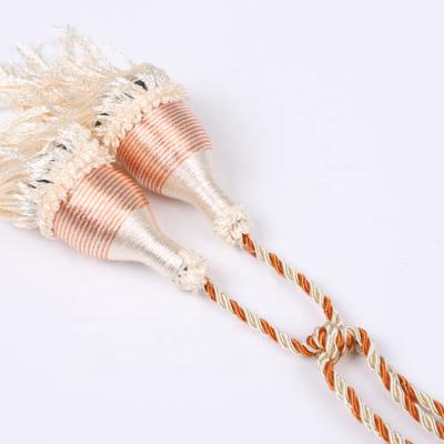 China Home Decor Curtain Hot Fashion Design Gold Decorative Curtain Braided Tassel Tie Backs for sale