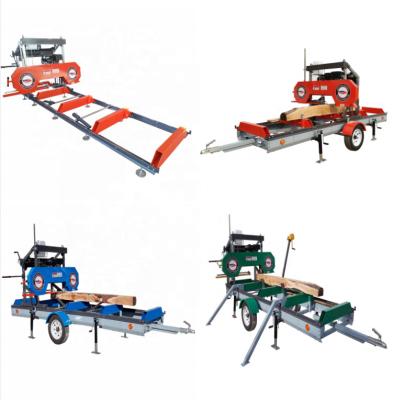 China Horizontal Portable Band Sawmill Machine Woodworking Band Sawmill Portable Sawmill with 27HP Gasoline Engin for sale