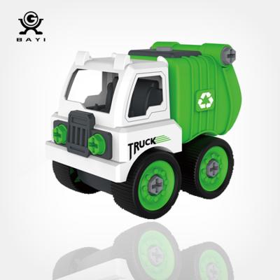 China Funny Friction Toy 2021 Building Block Bricks Diy Engineering Truck Assembly New Toys Garbage Truck Toy for sale