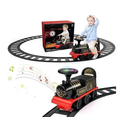 China Ride On Toy Ride On Train Car Toy Track Electric Ride On Toy Lights And Sounds Storage Seat Train Toy Ride-on Gifts for sale