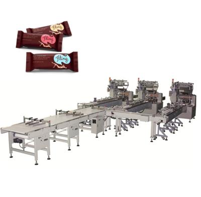 China Full Automatic Food Biscuit Bread Cookie Cake Chocolate Bar Packing Machine for sale