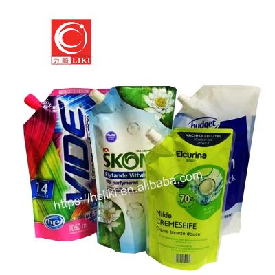 China Liquid Barrier Laundry Pouch With Spout Detergent Standing Doypack Washing Powder Packaging Bag for sale