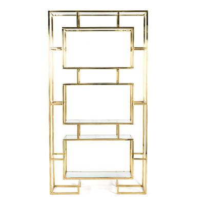 China Wedding Back Event Decor Unit Tempered Glass Rental Shelving Gold Bar Shelves Cabinet For Party 128*52*215cm for sale