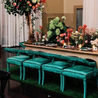 China Modern Elegant Banquet Decor Modern Event Accent Leisure Green Cushion Velvet Armchair Dining Chair For Party for sale