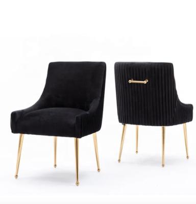 China Modern Elegant Golden Leg Black Velvet Fabric Modern Event Furniture Living Room Dining Side Chair Convertible For Wedding Party for sale