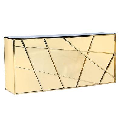 China Contemporary Rental Event Furniture Mirrored Stainless Steel Gold Frame Bar Counter For Party for sale