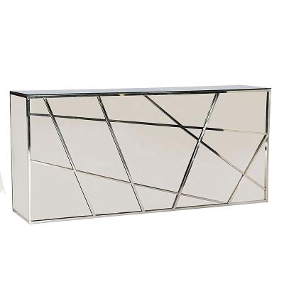 China Contemporary Rental Event Furniture Metal Frame Mirrored Silver Gold Base Bar Counter For Party for sale