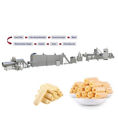 China Factory hot sale food processing machine core filled snack puffed food twin screw extruder making machine for sale