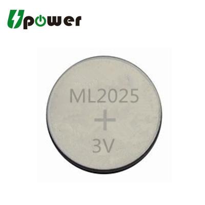 China 3v 45mAh Rechargeable Lithium Button Cell ML2025 Coin Cell Battery 20*2.5mm Te koop