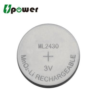 China Hot selling consumer electronics 3V 100mAh ML2430 rechargeable lithium battery button cell coin cell for sale