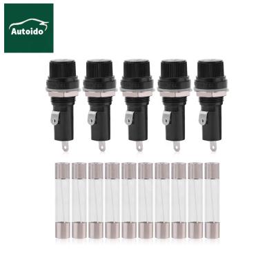 China Used For 6mm X 30mm Black R3-13 AC 125V/15A 250V/10A Electrical Panel Mounted 6X30mm Fuse Holder Fuse Tube Glass Protector for sale