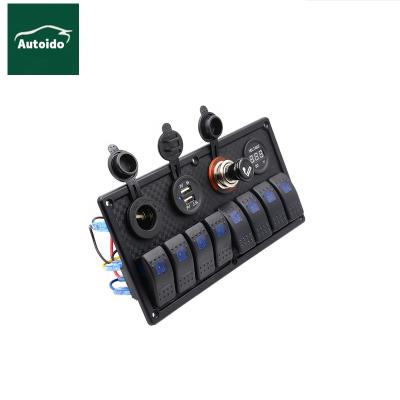 China Use in Cars 8 Strip Car Marine Boat Circuit RV LED Rocker Switch Panel for sale