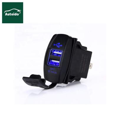 China 4.2 Black Dual USB Charger Rocker Inverter Blue Amp-Fast Style LED Backlit For Boats, Side By Sides, Off Road Vehicles, Recreational for sale