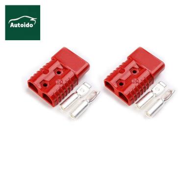 China Automotive LED 50Amp Ander Wires Compatible 2 Pole Power Connector Plug w/ Red Terminals for A.W.G. #8 for sale