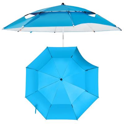 China PPC Material Fiberglass Universal Folding Fishing Umbrella 2 Meters Double Deck Outdoor Fishing Umbrella Tent for sale