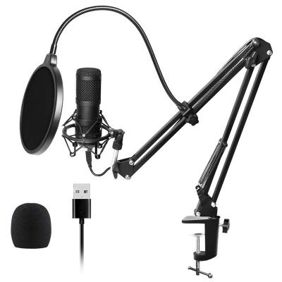 China Handheld Capacitive Recording High Frequency K-song 192KHZ Sampling Rate Microphone Bm-800usb Voice Chat Microphone Set for sale