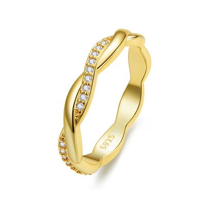 China Fine Jewelry Ring Wedding Eternity Ring 925 Sterling Silver FASHION Zircon Ring Gold Plated S925 Ring Inlaid 3A for sale