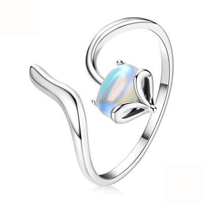 China Fine Jewelry FASHIONABLE Opal Ring Adjustable Women Ring 925 Sterling Silver Ring Fox Moonstone Ring Delicate Dainty Ring for sale