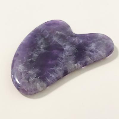 China Hand Held Amethyst Gua Sha Face Scraping Tool Custom Logo Private Lable Amethyst Stone Face Massager Jade Guasha Board Gua Sha Tool for sale