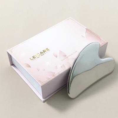 China Stainless Steel Face Tool Metal Gua Sha Tip Gua Sha Stainless Steel Handheld Facial Scraping Massager Gua Sha With Gift Box Custom Logo for sale