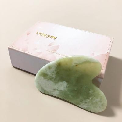 China Gua Sha Jade Stone Facial Massage Tool Scratch Custom Logo Face Massager Panel Jade Gua Sha Stone Handheld Face Tool Green Guasha for sale