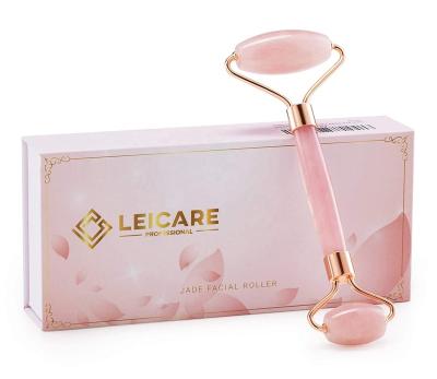 China Jade Facial Roller Massager Anti Aging Tool Rose Quartz Roller Pink Jade Handheld High Quality Quartz Roller Face Roller for sale