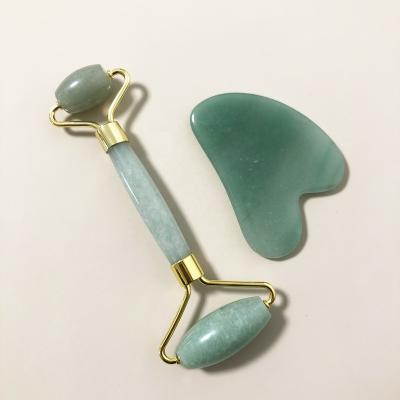 China Real Jade Roller Gua Sha Set Hand Held For Eyes Face Skin Jade Stone Roller And Facial Guasha Tool Beauty Skin Care Tools Custom Logo for sale