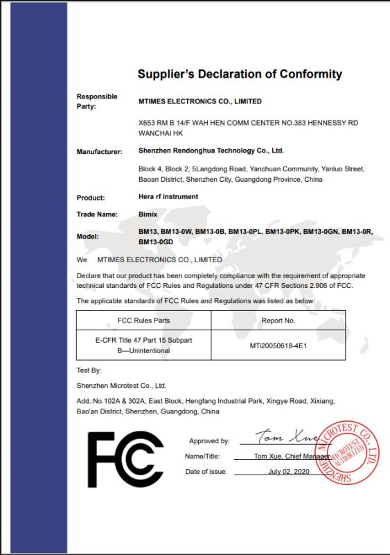 FCC - Shenzhen Rendonghua Technology Co., Ltd.