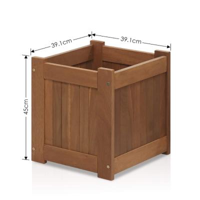 China Factory Outlet Stored 2 Pack Natural Rustic Square Flower Wooden Box Planter Bucket Without Bottom Panel for sale