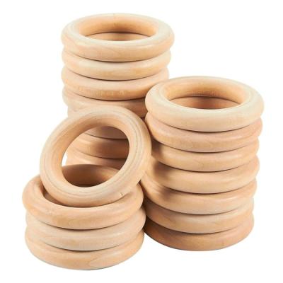 China People Art Wholesale 15 Pcs Log Material 2.2 Inch Natural Unfinished Wood Rings For DIY Craft Pendant for sale