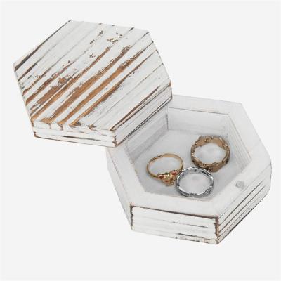 China Wholesale Romantic Contracted Wooden Dresser Hexagonal Organizer Home Decoration Lime Milk Trinket Box Ring Gift Box for sale